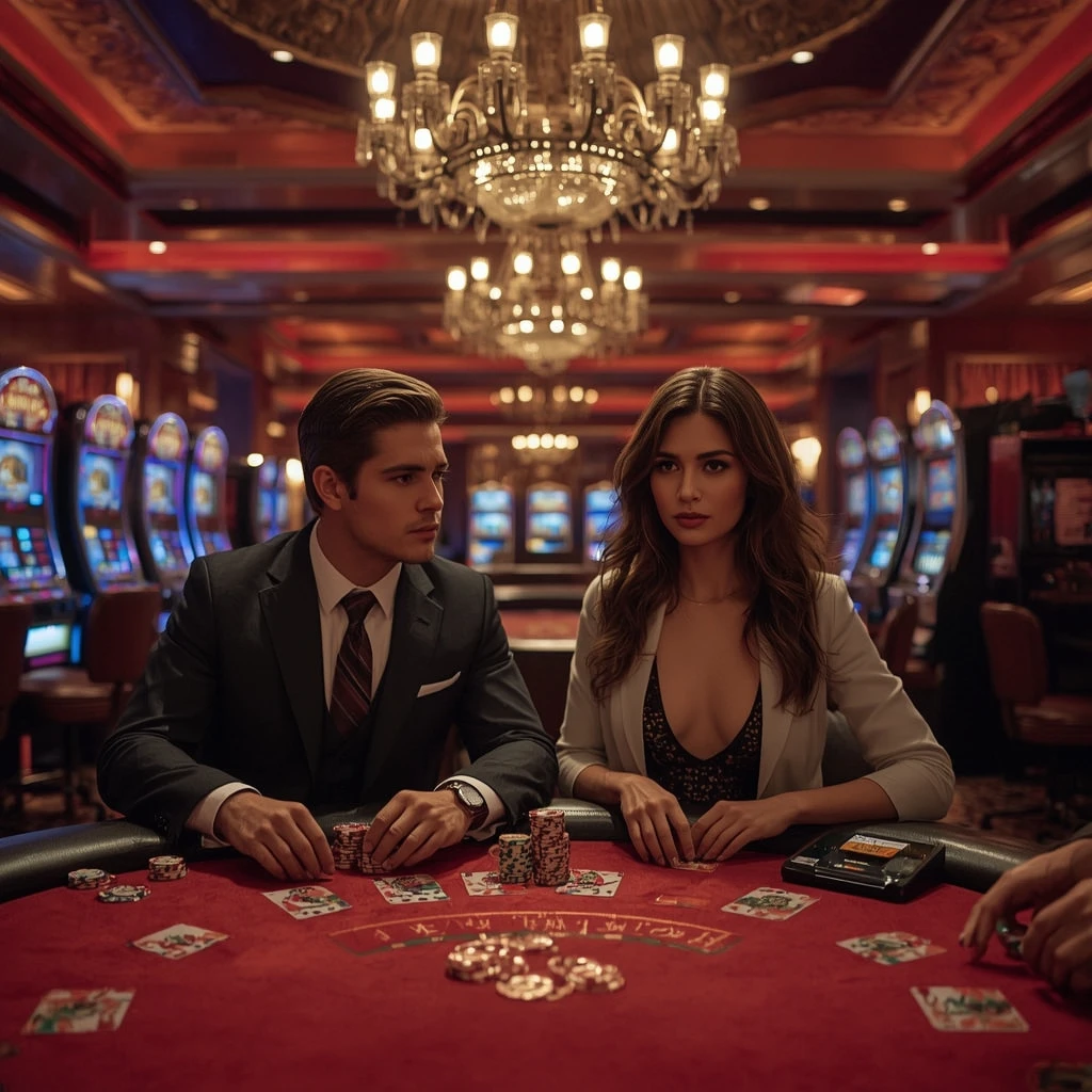 Deux joueurs de poker dans un Ocean Breeze Casino